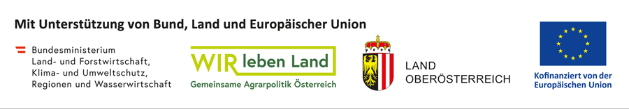 Zeitgeschichte Tage Braunau - Sponsoren - Förder- und Sponsorenlogos der Zeitgeschichte-Tage Braunau: Mit Unterstützung von Bund, Land Oberösterreich und der Europäischen Union. Logos des Bundesministeriums für Land- und Forstwirtschaft, Regionen und Wasserwirtschaft, der Initiative 'WIR leben Land - Gemeinsame Agrarpolitik Österreich', des Landes Oberösterreich und der Europäischen Union.